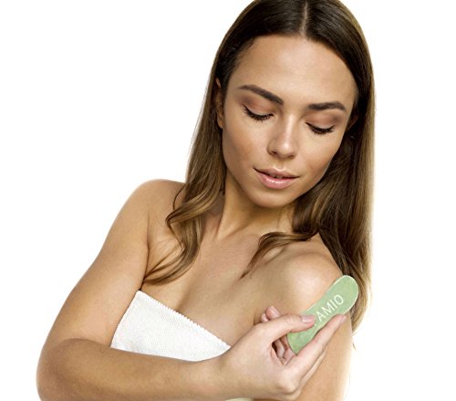 IFAMIO Handmade Jade Gua Sha Massage Tool, High Quality Natural GuaSha Stone Facial and Body Scraping Board for SPA Acupuncture Trigger Point Treatment, Best Physical Therapy Tool with Bag and Ebook