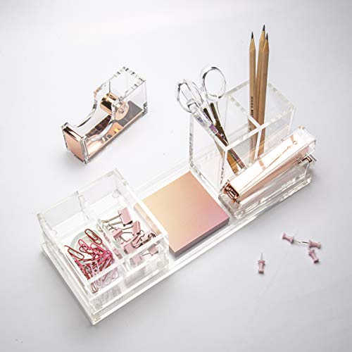 EXPUTRAN Clear Acrylic Desk Organizer 4Piece Desk Kit + Free