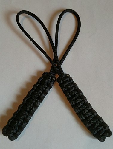 550 Paracord Lanyard / Key Fob / Zipper Pulls "Tactical Black" (2 pack)
