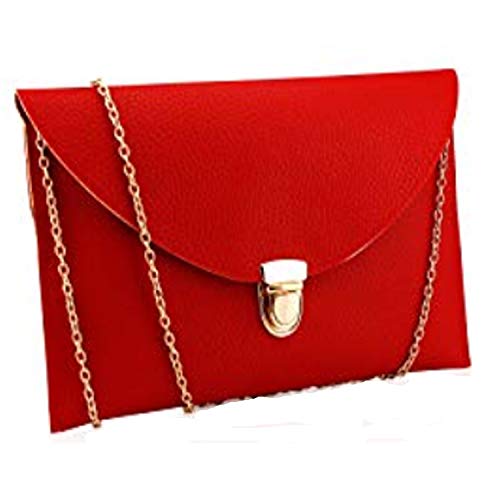 Amaze Fashion Women Handbag Shoulder Bags Envelope Clutch Crossbody Satchel Tote Purse Leather Lady Bag (Red)
