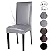 YISUN Dining Chair Covers, Solid Pu Leather Waterproof and Oilproof Stretch Dining Chair Protector Cover Slipcover (Pure Grey, 4 Pack)
