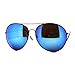 SUPER Oversized Aviator Sunglasses Big Metal Frame Black, Blue Mirror Lens