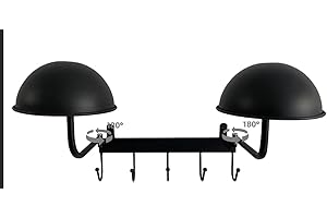 Bivpreom Motorcycle Helmet Holder，Rotation Metal Helmet Holder Wall Mount，Helmet Holder with 5 Hooks for Motorcycle Bike and Rugby Helmet