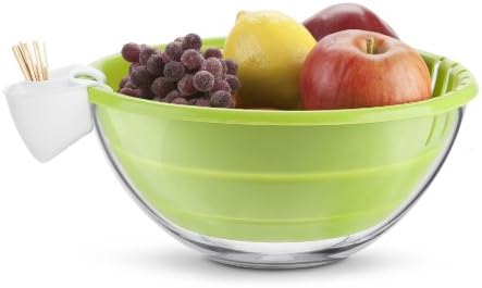 Cuisaid Glass Fruit/Salad Bowl With Silicone Colander &amp; Clip On Holder