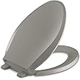 KOHLER K-4636-K4 Cachet Quiet Close Elongated Toilet Seat, Slow Close Lid and Seat, Grip-Tight Bumpers and Installation Hardware, Cashmere