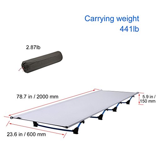 Belovedkai Ultralight Folding Tent Camping Cot Bed, Single Camp Bed Bed Travel Cot 440lbs for Camping Hiking Fishing with Free Storage Bag