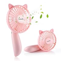 EASEHOLD Mini Handheld Personal Fan Rechargeable Battery Powered Portable Adjustable Table USB Fans Travel Cooler 1200mAh with 3 Speed (Pink)