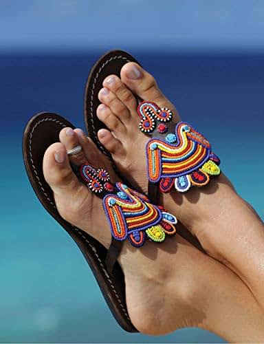 Amazon.com: GlobalHandmade Reef sandy bead sandal shoes for women | Handmade summer beaded reef 