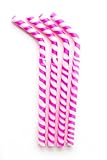 Reusable Straws for Smoothies and Shakes. Heat Resistant for Coffee and Tea. Soft Safe Silicone. Pink White Stripes. Adults and Kids. 4 Pack by GreenPaxx