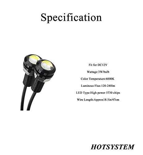 HOTSYSTEM Eagle Eye LED Light Bulbs 9W DC12V 12mm for Off-Road Car ATV Camper Trunk Motorcycle Day Time DRL License Plate Turn Signal Stop Parking Tail Reverse Fog Trunk Backup Light (White,12-pack) - Thumbnail 2