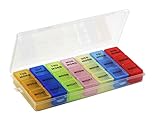 Pill Organizer Box with Snap Lids| 7-day AM/PM | Detachable Compartments for Pill, Vitamin (Morning, Noon, Eve) by Inspirations