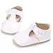 Enteer Baby Girls' Retro Leather Button Mary Jane Shoes White US 4