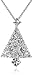 Amazon Collection Silver-Plated Crystal Tree Pendant Necklace, 18