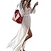 Jeasona Women's Long Sleeves White Chiffon Maxi Bathing Suits Beach Cover up