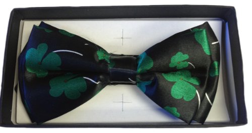 Outer Rebel Green Shamrocks on Black Bow Tie
