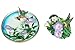 Hummingbird Flower 6 inch Plate and Miniature 45MM Water Globe Figure Set of 2