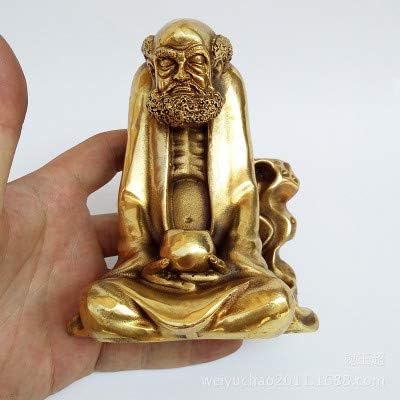 Pure Copper Dharma Ancestors Ornaments Dharma Ancestral Buddha Statue Back Incense Burner Feng Shui Bronze Bodhidharma Ancestral Statue 10X6.5X9.5Cm