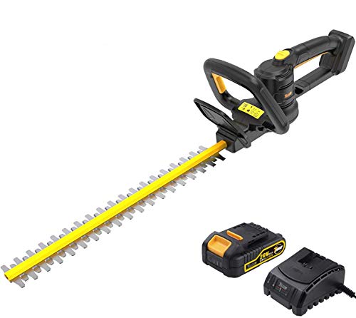 TECCPO 【Spring Selection 20V Cordless Hedge Trimmer, 20-Inch Blade Length, 3/4-Inch Cutting Thickness, Dual Action Laser Blade, Triple Safety Start Button, Battery and Charger Included - TDHT02G
