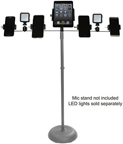 Livestream Gear - Multiple Device Bar Mount for Tablets & Phones to fit on top of Standard Mic Stands. Live Stream or Record Video with Multiple Devices During Events. (7 Device Bar)