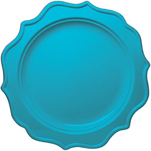 Royalty Settings Festive Collection Heavy Duty Plastic Plates for Weddings for 48 Persons, Includes 48 Dinner Plates, 48 Salad Plates, 96 Forks, 48 Spoons, 48 Knives, Turquoise