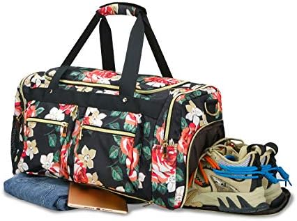 Floral Print Smooth Surface Polyester Blend Travel Weekender Overnight Bag for Duffle,Shoe Grid Carry on Gym Sports Bags for Men,Tote Handbag for Women,Traveling Boarding Collapsible Gripsack. 1 Floral Print Smooth Surface Polyester Blend Travel Weekender Overnight Bag for Duffle,Shoe Grid Carry on Gym Sports Bags for Men,Tote Handbag for Women,Traveling Boarding Collapsible Gripsack.