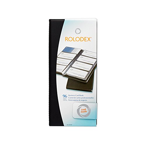 Rolodex Vinyl Business Card Book with A-Z Tabs, Holds 96 Cards of 2.25 x 4 Inches, Black (67467)