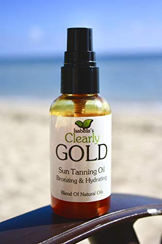 Isabella's Clearly GOLD, Best Natural Bronzing Tanning Oil. Moisturizing & Hydrating Sun Tan Accelerator, Healthy Bronze Glow with Olive, Carrot Seed, and Coconut Oils. 2 Oz