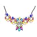 ArRord Black Chain Resin Flower Beaded Y Bib Statement Choker Necklace