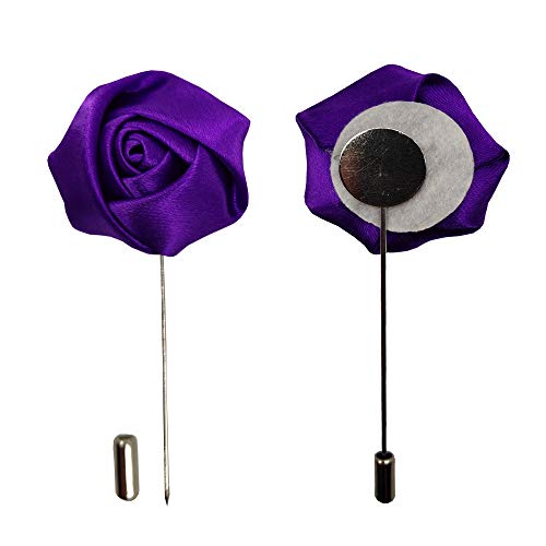 Sanrich Rose Boutonniere Men's Lapel Pins Satin Flower 12 Pack Groom Wedding Boutonniere Suit Brooch Outfit Accessories (assorted colors)