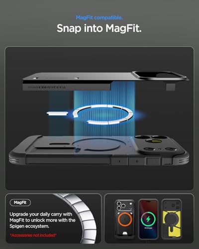 Spigen Tough Armor T MagFit designed for iPhone 17 Pro Max case cover [MagSafe compatible] with [Capacitive Camera Control Button] and Kickstand - Black