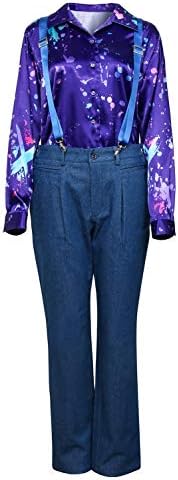 ZIFUNMUR Women Girls Stranger Season 3 Cosplay Costume Printed Shirt Tops Suspender Pants Outfits Suit