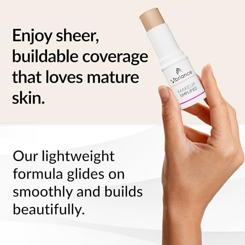 Vibriance Complexion Sticks - Foundation for Mature Skin - Sheer, Buildable Coverage Face Makeup Foundation for Older Women - 3-in-1 Base, Contour, Concealer - Natural Beige