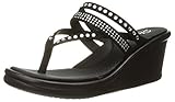 Skechers Cali Women's Rumblers 38559 Wedge Flip Flop, Black, 8 M US