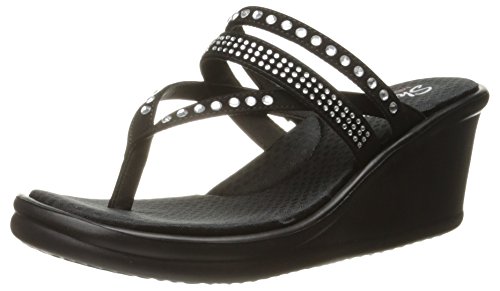 Skechers Cali Women's Rumblers 38559 Wedge Flip Flop,black,8 M US