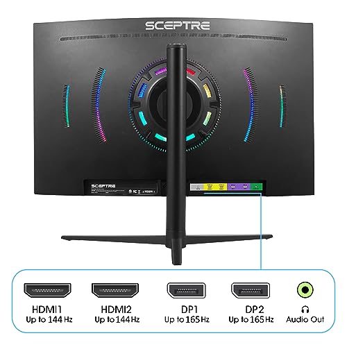 Sceptre Curved 27 inch 2K QHD Gaming Monitor 2560x1440 up to 165Hz 144Hz 1ms DisplayPort HDMI