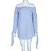 Sunward(TM) Women's Sexy Blue Bow Off Shoulder Blouse (XLarge, Blue)
