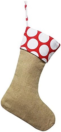 Christmas Stocking for Pet Dog Cat Large Paw Stocking for personalize (Xmas PolkaDot Stocking)