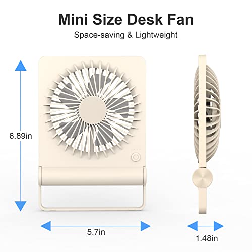 JOSTRY Mini Desk Fan with Strong Airflow,Portable Personal Fan Rechargeable,3 Speed Adjustable Desktop Fan Ultra Quiet USB Fan for Office Bedroom Table Desktop Outdoor