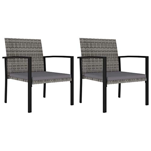 vidaXL Gartenmöbel 3-TLG. Sitzgruppe Gartengarnitur Gartenset Sitzgarnitur Esstisch Gartenstuhl Tisch Gartentisch Stühle Poly Rattan Grau – Bild 6