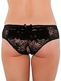 Bandi das Women's Crotchless Lace T Back Open Crotch Thong Plus Size Black Panty