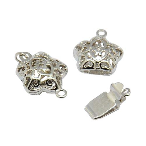 Pandahall 2 Sets Platinum Tone Filigree Star Shape Brass Box Clasps for Jewelley Making DIY