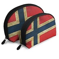 Norway Flag Distressed 2 Piece Set Cosmetic Beauty Bag Travel Handy Organizer Pouch Clutch Makeup Pouch Set