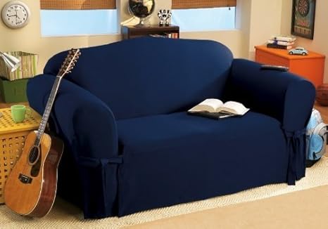 Soft Micro Suede Solid Navy Blue Couch Sofa Cover Slipcover