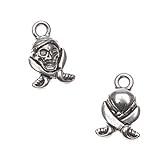 Fine Silver Plated Pewter Pirate Skull & Sword Charms 16mm (2)