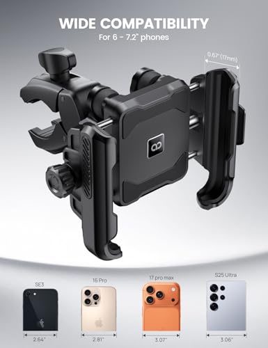 Lamicall Motorcycle Bike Phone Mount - [Upgrade Vibration Dampener] [Camera Friendly] Bike Phone Holder Handlebar Clamp, Bicycle Cell Phone Mount (Black)