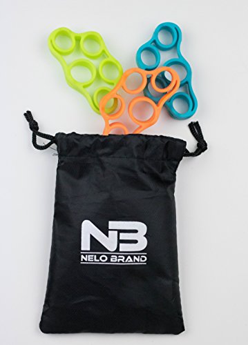 Nelobrands Finger Stretcher Exerciser & Hand Grip Strengthener | 3 Colored Bands 3 Resistance Levels | Use for Rehabilitation Fitness & Stress Relief | for Men Women Kids & Elderly