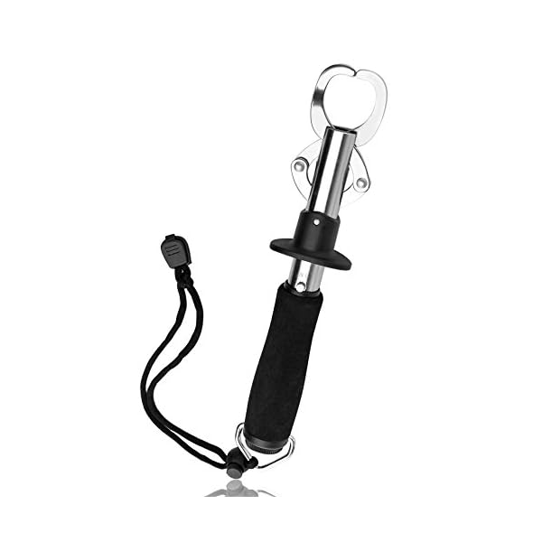 Flexzion-Portable-Fish-Lip-Grabber-Gripper-Grip-Holder-Tool-Stainless-Steel-Fishing-Gear-15KG-and-30-Pound-with-Weight-Scale-and-Wrist-Strap