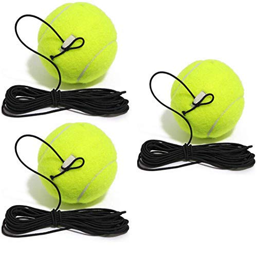 3 Pcs Tennis Trainer Ball, Training replacement Balls with String, Rebound Ball with Cord ideal for indoor and outdoor tennis practice with a bounce ball-durable