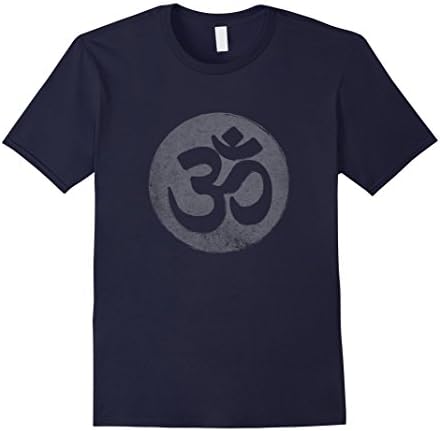 Mens Om t shirt - Vintage style mindfulness and meditation shirt XL Navy