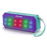 Aduro Amplify Sound Glow Wireless Portable Speaker w/ LED Light Show & Built-in FM Radio & Hands Free Calling w/ Built-in Microphone (Purple/Turquoise)
